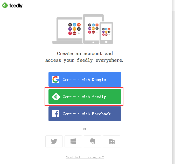 Continue with feedly
