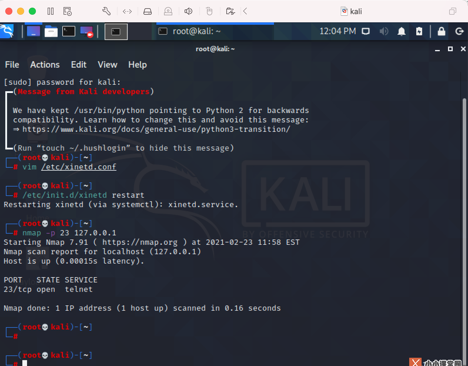 kaliLinux安装telnet